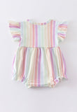 Multi-Striped Ruffle Bubble Romper