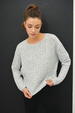 Grey Oversized Cable Knit Sweater