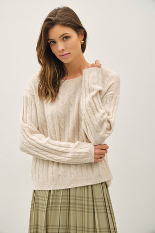 Vanilla Oversized Cable Knit Sweater