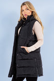 Puffer Long Vest - Black