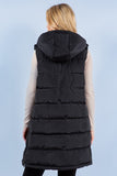 Puffer Long Vest - Black