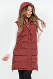 Puffer Long Vest - Brick