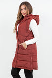 Puffer Long Vest - Brick