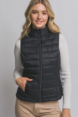 Lightweight Packable Puffer Vest - Blk
