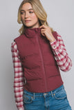 Burgundy Slim-Fit Puffer Vest