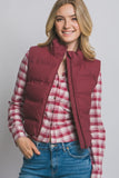 Burgundy Slim-Fit Puffer Vest