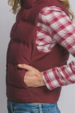 Burgundy Slim-Fit Puffer Vest