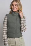 Olive Slim-Fit Puffer Vest