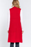 Red Sleeveless Long Sweater Vest