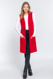 Red Sleeveless Long Sweater Vest