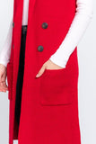 Red Sleeveless Long Sweater Vest