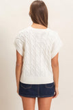 Cable Knit Cap Sleeve Sweater-Ivory