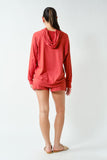 BRUSHED HACCI LOUNGE HOODIE - BRICK