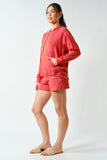 BRUSHED HACCI LOUNGE HOODIE - BRICK