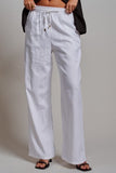 WHITE LINEN LOUNGE PANTS