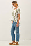 OLIVE STRIPE RELAXED TEE