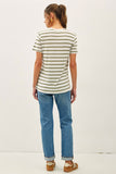 OLIVE STRIPE RELAXED TEE