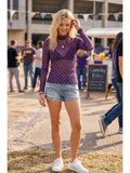 Purple/Mustard Polka Dot Mesh Top