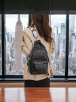 Vegan Leather Backpack/Slingbag - Blk