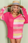 Multi-Stripe Fuschia Top