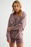 MONOB FLEECE HOODIE JACKET-ROSE TAUPE