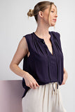 Mineral Washed Navy Sleeveless Top