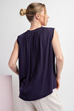 Mineral Washed Navy Sleeveless Top