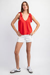 Tomato Tie-Strap Sleeveless Top