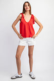 Tomato Tie-Strap Sleeveless Top