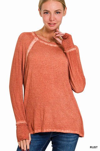 Washed Longsleeve Top - Rust