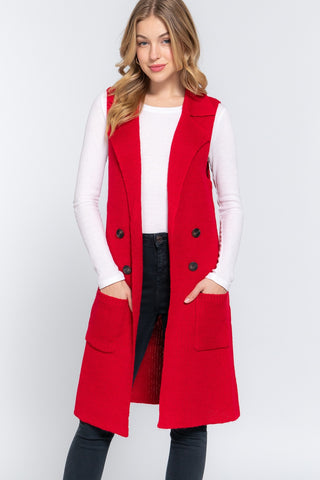 Red Long Sweater Vest