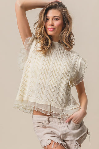 Layered Chiffon Knit Top