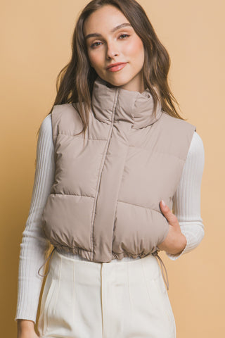 Taupe Crop Puffer