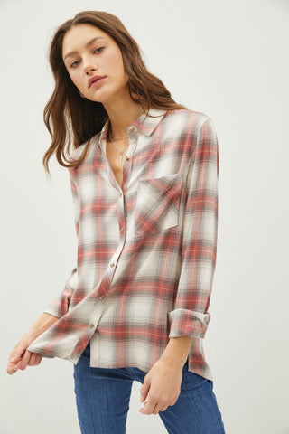 Red Grey Plaid Flannel