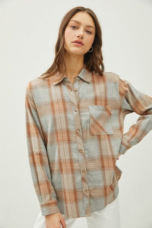 Grey-Brown Plaid Flannel