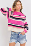 Ivory Pink Comfy Striped Sweater