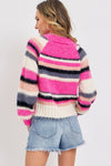 Ivory Pink Comfy Striped Sweater