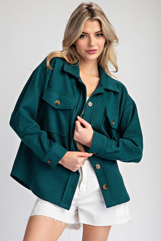 Hunter Green Textured Shacket