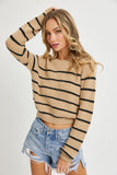 Mocha Stripe Crop Sweater