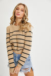 Mocha Stripe Crop Sweater