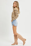 Mocha Stripe Crop Sweater