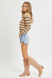 Mocha Stripe Crop Sweater