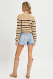 Mocha Stripe Crop Sweater