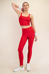 Rae Mode Nylon Ribbed Leggings - Red