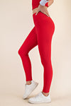 Rae Mode Nylon Ribbed Leggings - Red