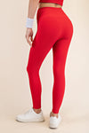 Rae Mode Nylon Ribbed Leggings - Red