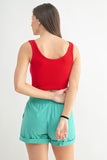 Red Ribbed Crop Tank