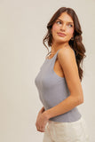 Dusty Blue Ribbed Tank