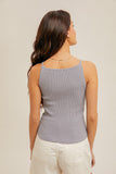 Dusty Blue Ribbed Tank