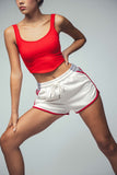 White Retro Piped Shorts